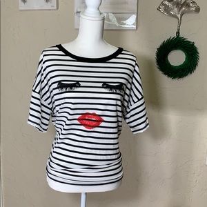 Lips and Lashes Tee XL NWOT